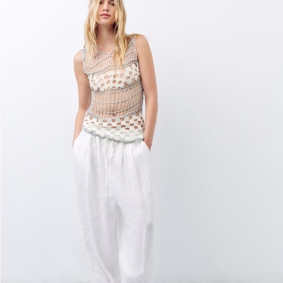 Zara Metal Crochet. Contrast Knit Top (S) - Picture 1 of 6